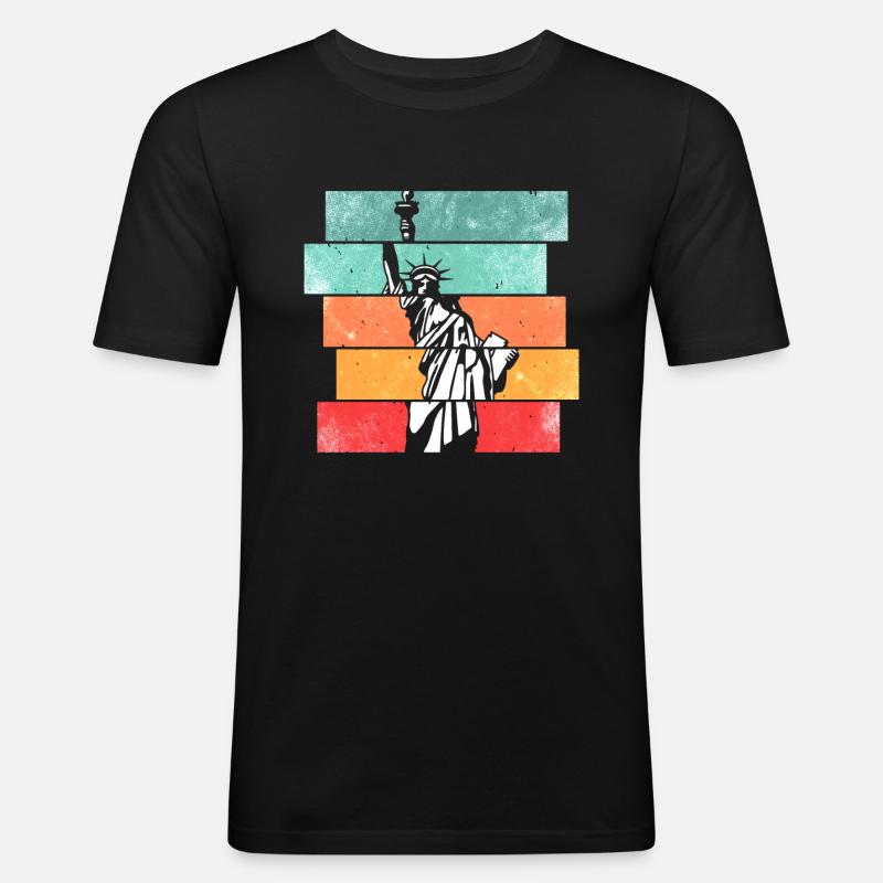 Freiheitsstatue - Männer Slim Fit T-Shirt - Schwarz