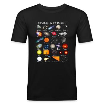 Weltraum Astronomie Alphabet ABC - Männer Slim Fit T-Shirt - Schwarz - Vorne - Nik (191cm)