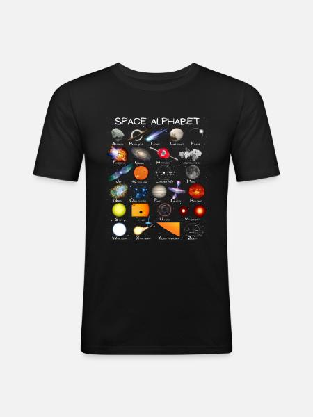 Space Astronomy Alphabet ABC - Men's Slim Fit T-Shirt - black