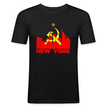 Communiste soviétique de New York - T-shirt près du corps Homme - noir - Devant - Nik (191cm)