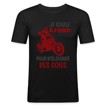 Motard et foule cadeau drole moto - T-shirt près du corps Homme - noir - Devant - Nik (191cm)