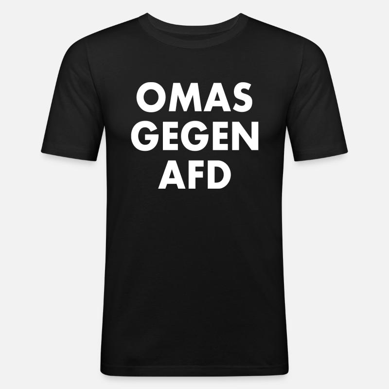 Omas gegen afd - Männer Slim Fit T-Shirt - Schwarz
