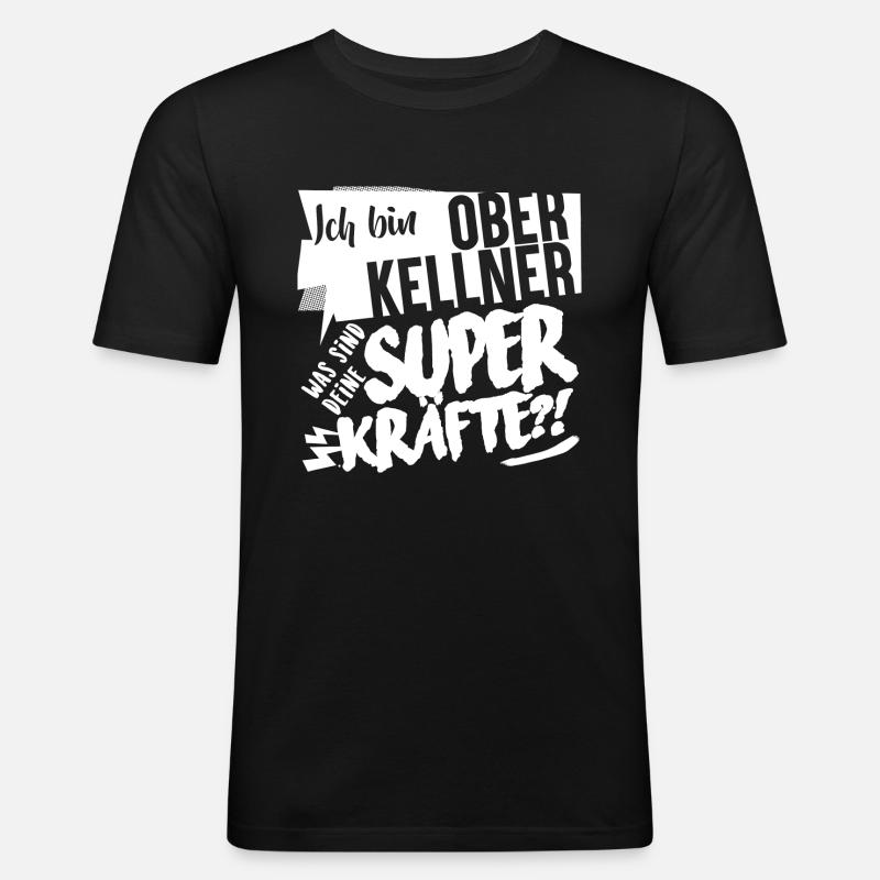 Superkräfte Oberkellner Geschenk - Männer Slim Fit T-Shirt - Schwarz