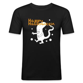 Halloween monstre blanc - T-shirt près du corps Homme - noir - Devant - Nik (191cm)
