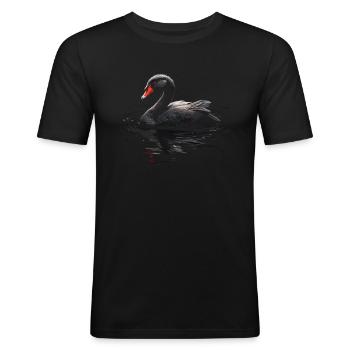 Oiseau cygne noir - T-shirt près du corps Homme - noir - Devant - Nik (191cm)