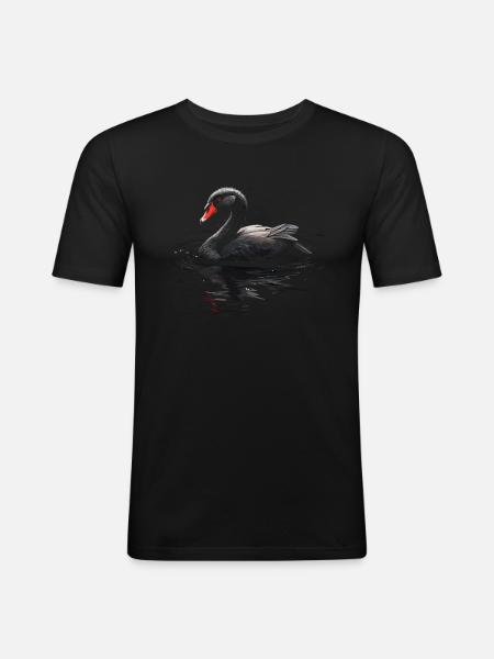 Schwarzer Schwan Vogel - Männer Slim Fit T-Shirt - Schwarz