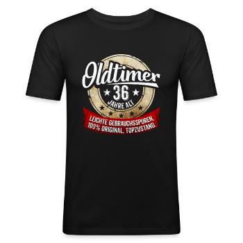 Zum 36. Geburtstag! - Männer Slim Fit T-Shirt - Schwarz - Vorne - Nik (191cm)