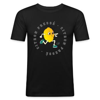 Citron pressé - T-shirt près du corps Homme - noir - Devant - Nik (191cm)