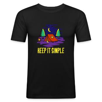 Camping Outdoor Freiheit Abenteuer Trail Scout Geschenk - Männer Slim Fit T-Shirt - Schwarz - Vorne - Nik (191cm)