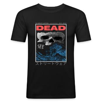 Dead see streetwear japanese symbols - Men's Slim Fit T-Shirt - black - Front - Nik (191cm)