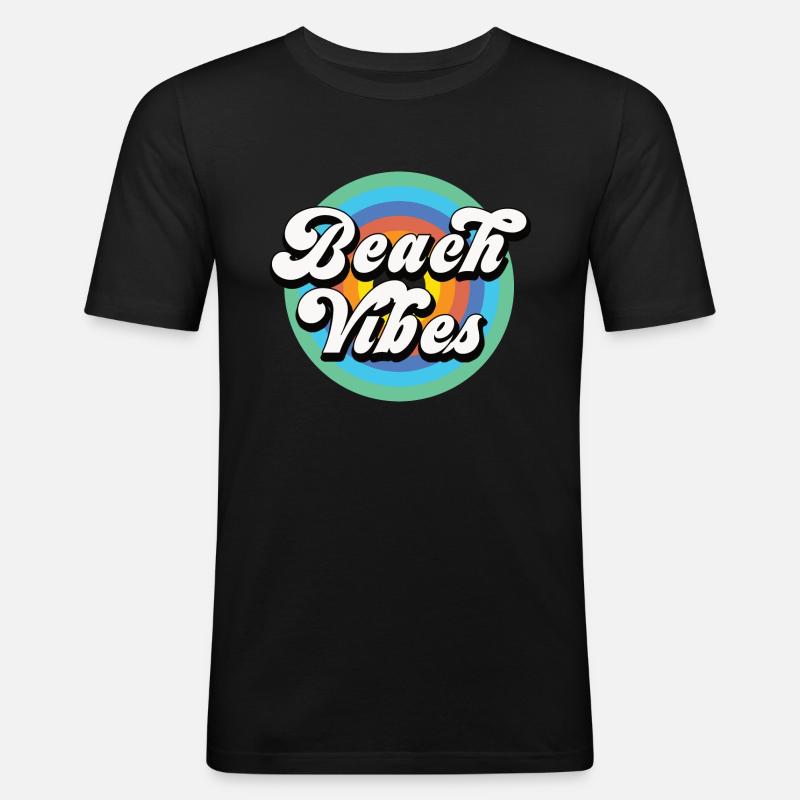 Beach Vibes - Männer Slim Fit T-Shirt - Schwarz