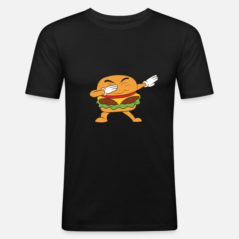 Dabbing Burger - Männer Slim Fit T-Shirt - Schwarz
