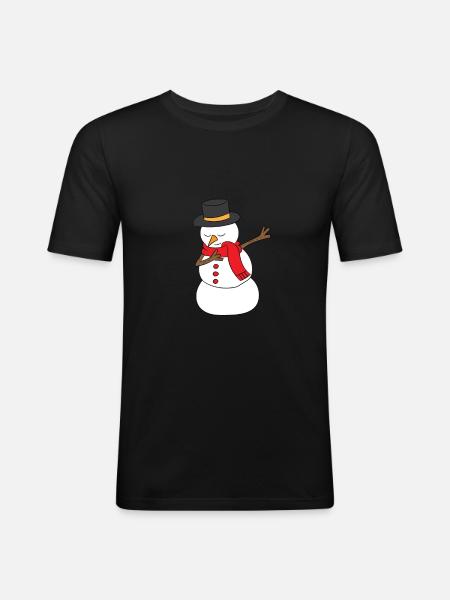 Winter - snowman DAB / dabbing - Men's Slim Fit T-Shirt - black