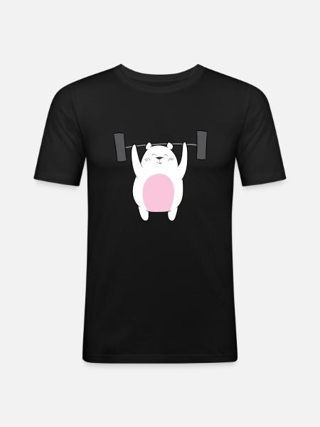 Gewichtheben - Eisbär hebt Gewichte - Männer Slim Fit T-Shirt - Schwarz