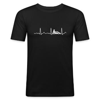 Go-Kart - Herzlinie, Herzschlag, Kardio, Puls - Männer Slim Fit T-Shirt - Schwarz - Vorne - Nik (191cm)