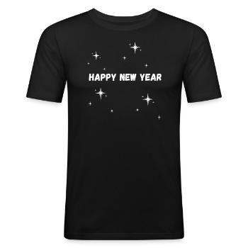 Happy New Year - Men's Slim Fit T-Shirt - black - Front - Nik (191cm)