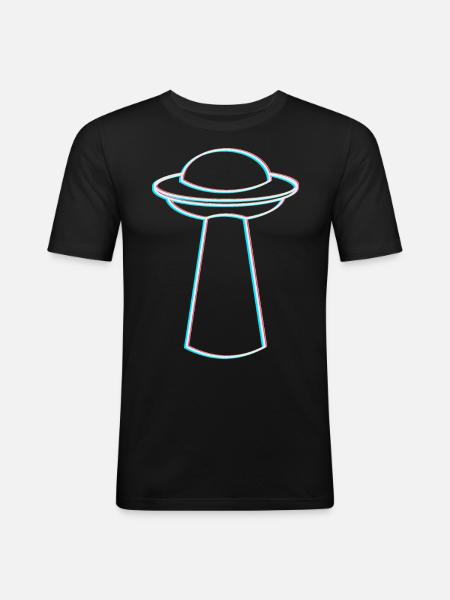 UFO Glitch – Rave & Techno Vibes - Men's Slim Fit T-Shirt - black