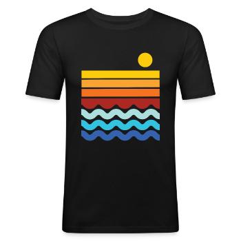 Horizon de plage - T-shirt près du corps Homme - noir - Devant - Nik (191cm)
