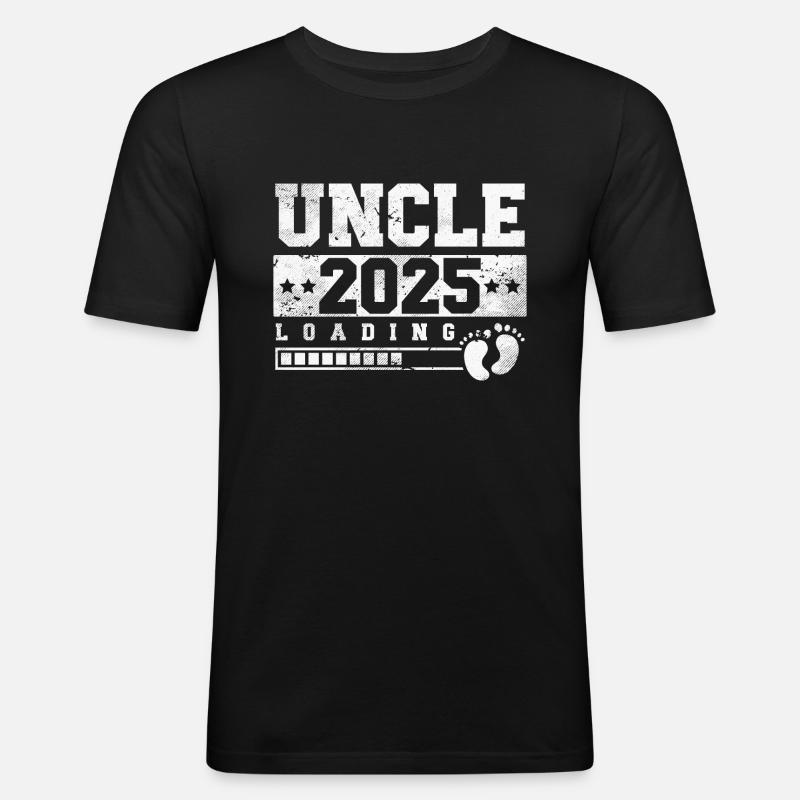 Onkel 2025 loading - Männer Slim Fit T-Shirt - Schwarz
