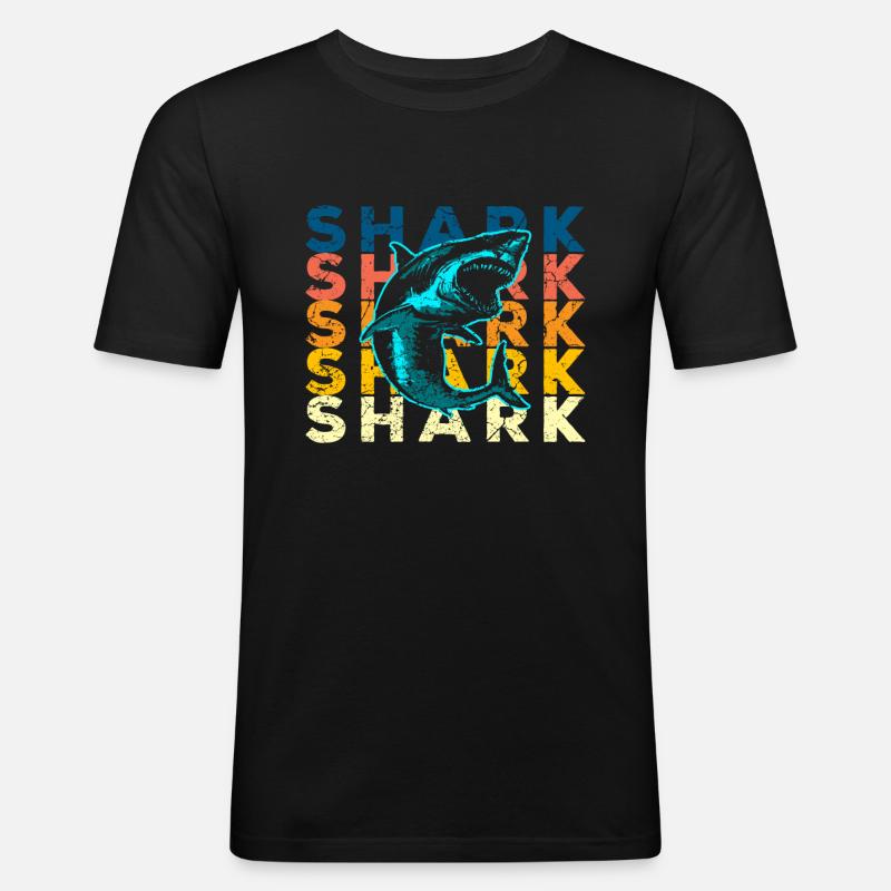 Hai Haifisch - Männer Slim Fit T-Shirt - Schwarz