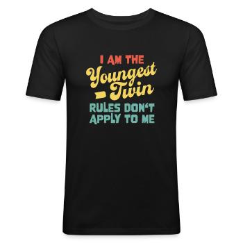 Youngest Twin - Twins Funny Matching younger Twin - Men's Slim Fit T-Shirt - black - Front - Nik (191cm)