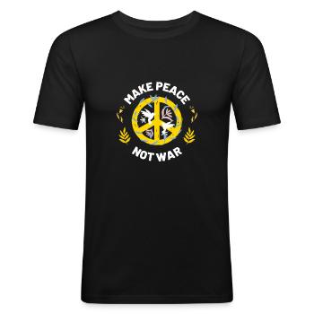 make peace not war - Men's Slim Fit T-Shirt - black - Front - Nik (191cm)
