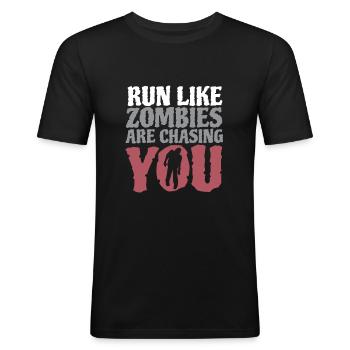 Run Like Zombies Are Chasing You - Men's Slim Fit T-Shirt - black - Front - Nik (191cm)