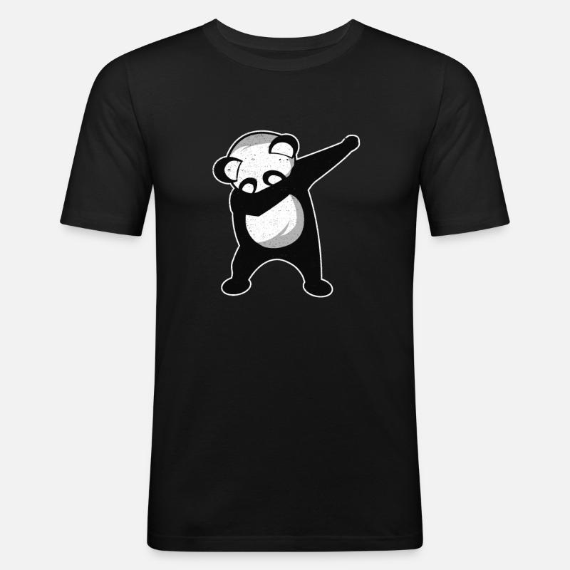 Dabbing Panda - Männer Slim Fit T-Shirt - Schwarz