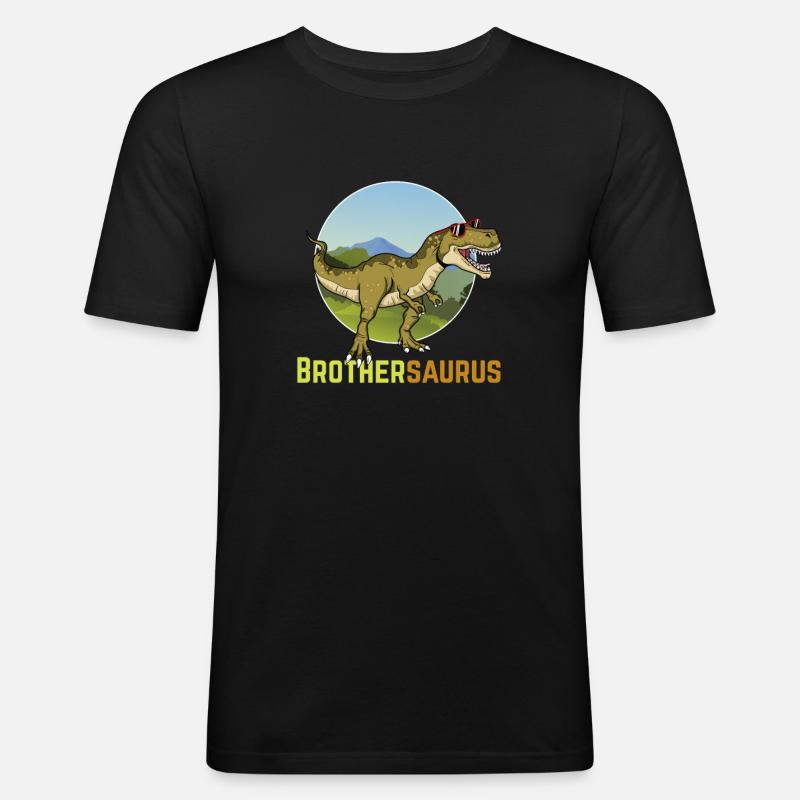 Brothersaurus - Männer Slim Fit T-Shirt - Schwarz