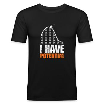 I Have Potential Science Pun Physics Geek Teacher - Men's Slim Fit T-Shirt - black - Front - Nik (191cm)