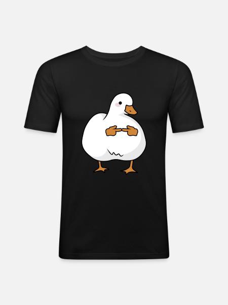Shy cute goose - Men's Slim Fit T-Shirt - black