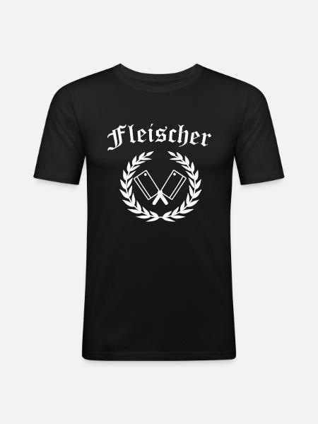 Fleischer Metzger Schlachthof - Männer Slim Fit T-Shirt - Schwarz