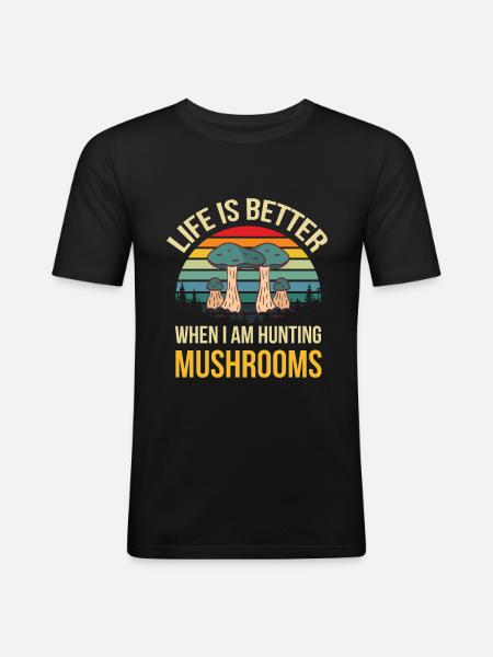 Mushroom pickers and mushroom friends - Men's Slim Fit T-Shirt - black