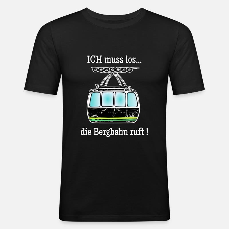 die bergbahn ruft - Männer Slim Fit T-Shirt - Schwarz
