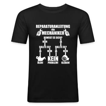 Mechanic Work T-Shirt Saying Maintenance Repair - Men's Slim Fit T-Shirt - black - Front - Nik (191cm)