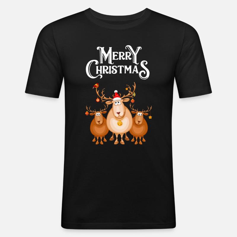 Merry Christmas - Männer Slim Fit T-Shirt - Schwarz
