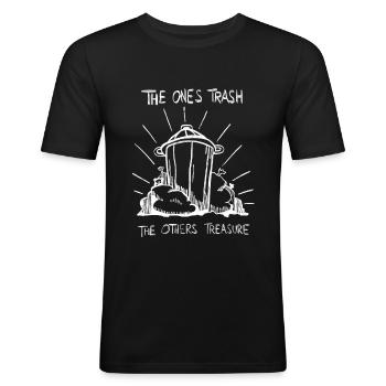 Müll für die Einen, Schätze für die Anderen - Männer Slim Fit T-Shirt - Schwarz - Vorne - Nik (191cm)