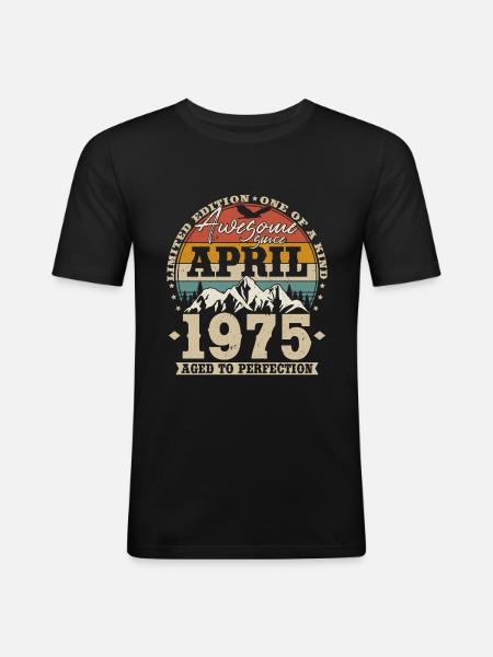April 1975 Vintage Vintage Fødselsdagsgave - Herre Slim Fit T-Shirt - sort