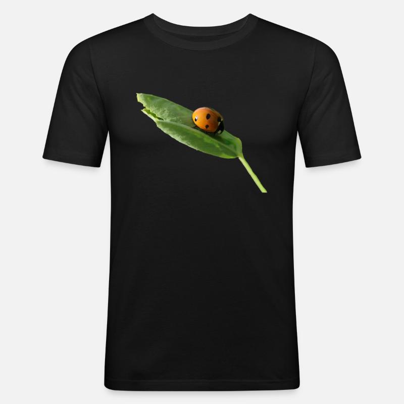 Lucky beetle ladybug without text - Men's Slim Fit T-Shirt - black