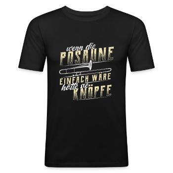 Trombone Trombone Tromboniste Laiton Cadeau - T-shirt près du corps Homme - noir - Devant - Nik (191cm)