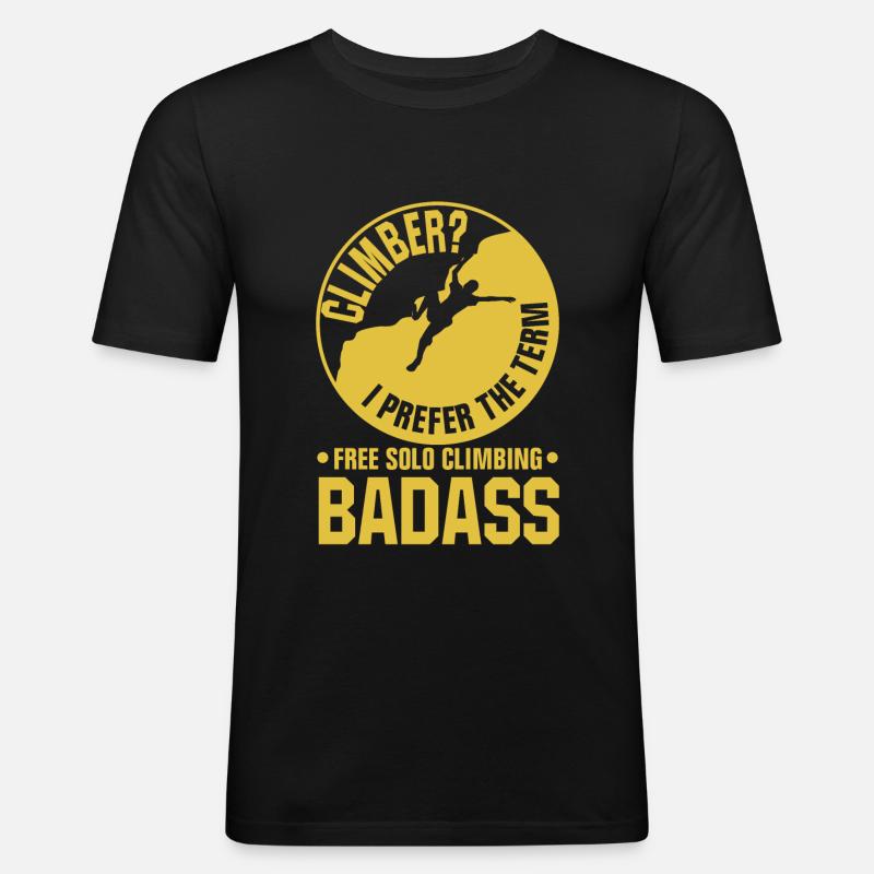 Escalade solo gratuite - T-shirt près du corps Homme - noir