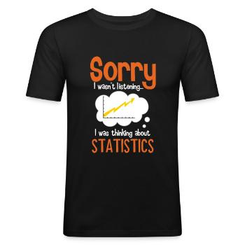 Réflexion sur les statistiques - T-shirt près du corps Homme - noir - Devant - Nik (191cm)
