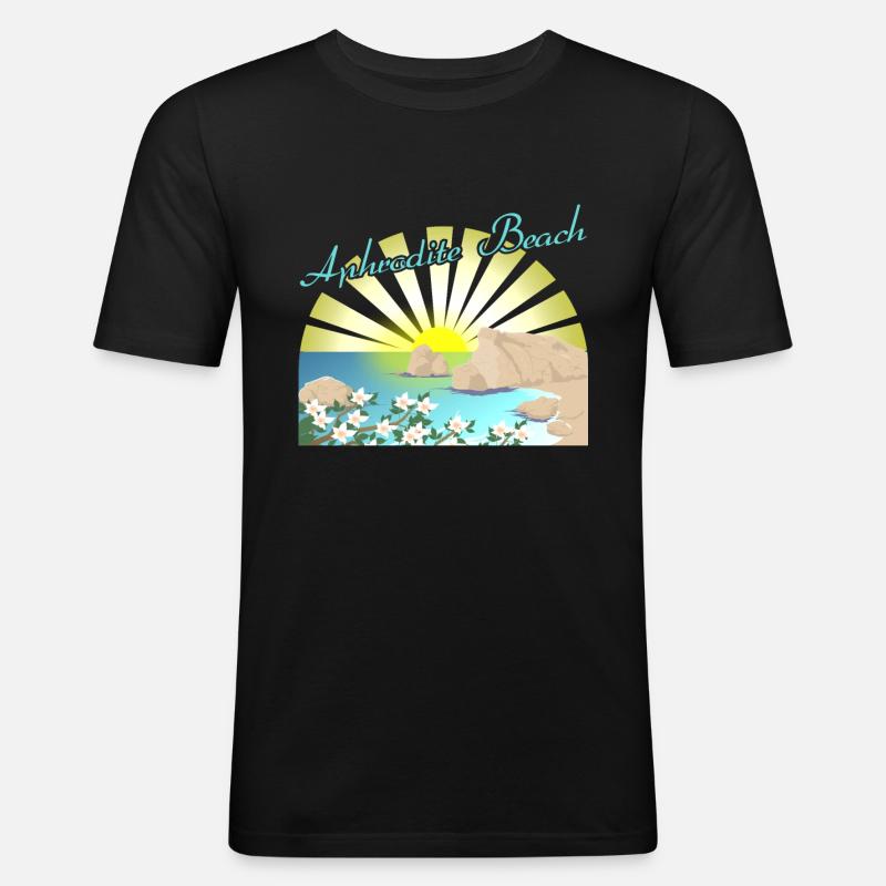 Aphrodite Strand - Männer Slim Fit T-Shirt - Schwarz