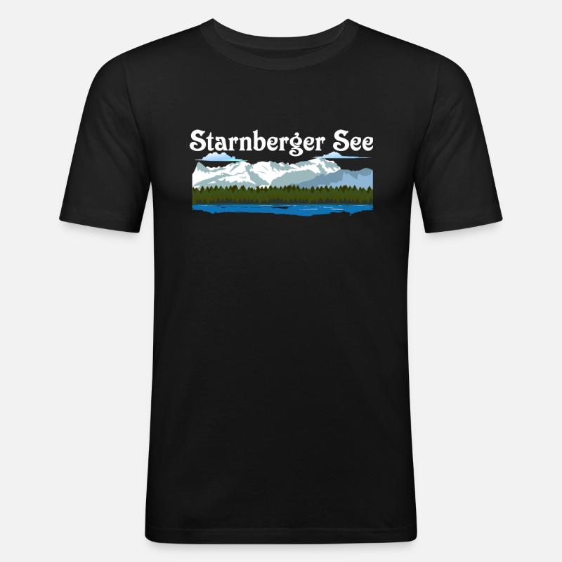 Starnberger See - Männer Slim Fit T-Shirt - Schwarz