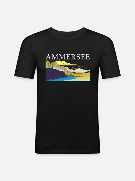 Ammersee - Männer Slim Fit T-Shirt - Schwarz