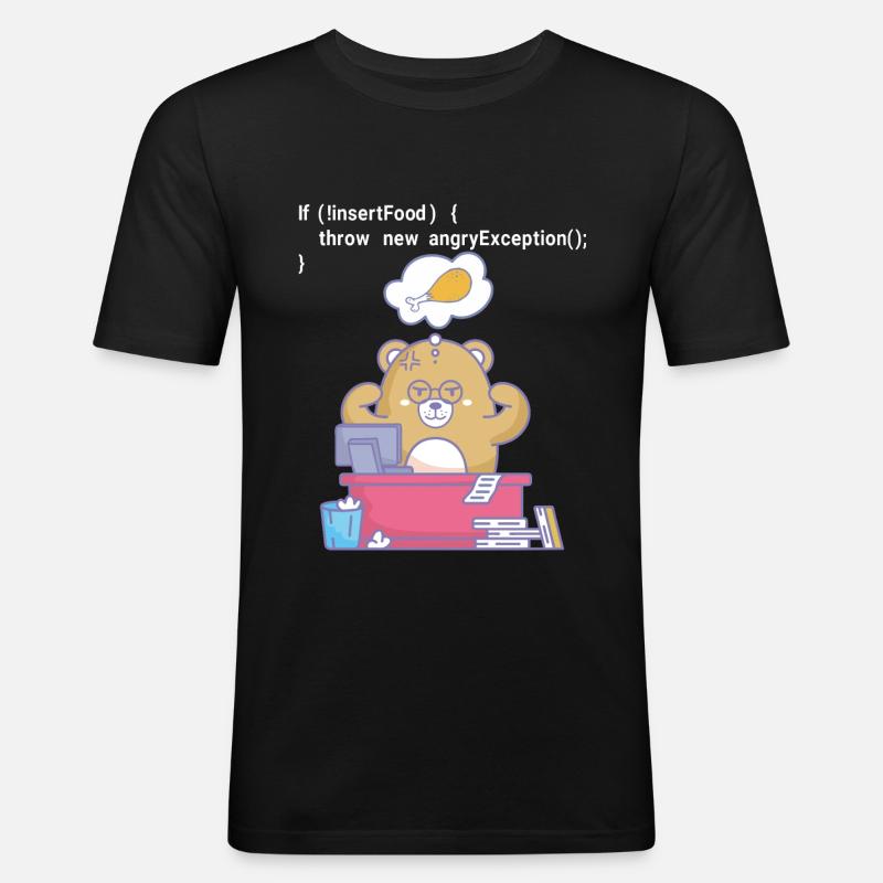 Hungrig programmieren - Männer Slim Fit T-Shirt - Schwarz