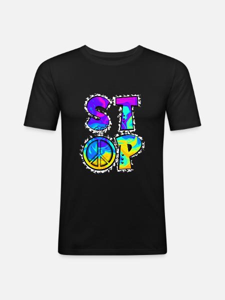 Stop War - Peace - Men's Slim Fit T-Shirt - black