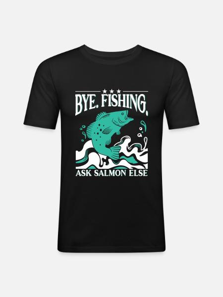 Lachs Fischen - Männer Slim Fit T-Shirt - Schwarz