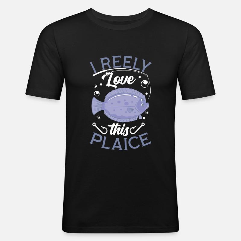 Reely Nice Plaice - Men's Slim Fit T-Shirt - black