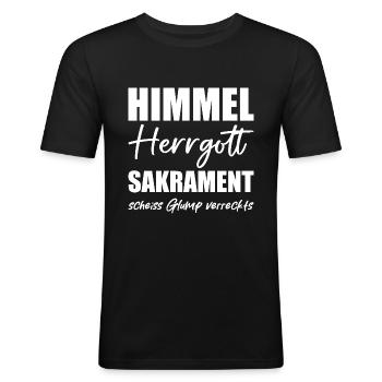 Lustiger bayrischer Spruch - Männer Slim Fit T-Shirt - Schwarz - Vorne - Nik (191cm)